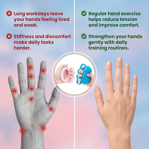 Hand Exercise Ball Set of 2, Finger Therapy Balls for Grip Strengthening, Stress Relief Squeeze Balls for Adults, 4-Ring Design Hand Strengthener for Flexibility and Muscle Recovery, 10lb Resistance