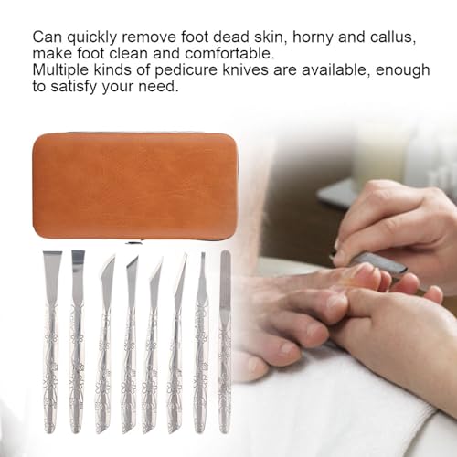 8Pcs Ingrown Toenail Removal Kit, Stainless Steel Pedicure Kit, Pedicure Knife Dead Skin Removal, Ingrown Toenail Treatment Tool Set with A PU Leather Box
