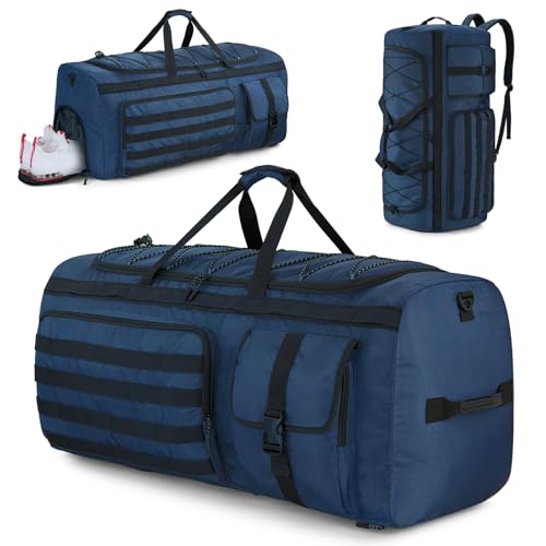 Gonex 90L Large Duffel Bag, Convertible Travel Sports Duffle | 3-Way Carry Design, Shoe Compartment, 5-Zip Organization, Gear Loops, Dark Blue - color: Dark Blue, size: 90L