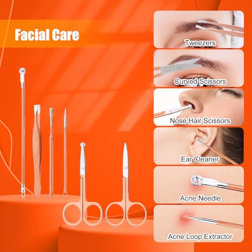 Professional Nail Care Kit - 18-Piece Manicure Set with Stainless Steel Ingrown Nail Toenail Cuticle Cutter Clipper Pedicure Kit,Grooming Kits with Portable Travel Case.(Rose Gold) - color: Rose Gold