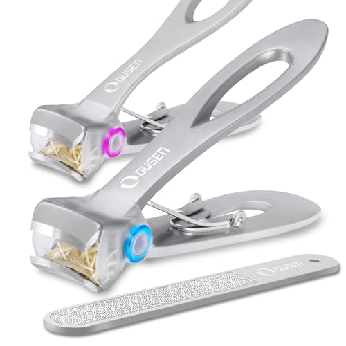 Nail Clippers with Catcher - Anti Splash Wide Jaw Opening Thick Toenail Clippers for Seniors | Self-Collecting Fingernail Cutter Heavy Duty Toe Nail Clippers for Men&Women | Silver | L&S - color: Silver (L + S)