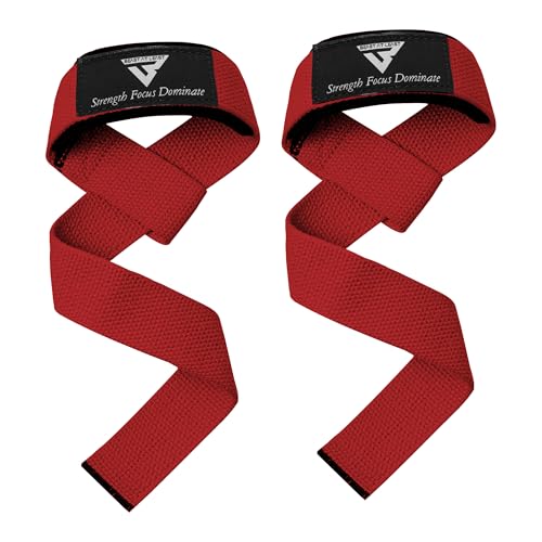 Weight Lifting Straps,Powerlifting Deadlifting, Anti Slip 60CM Hand Bar Grip, 5MM Neoprene Wrist Support, Heavy Duty Weightlifting Bodybuilding Workout - color: Red
