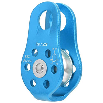 20KN Outdoor Climbing Pulley, Aluminum Side Swing Pulley, Climbing Pulley for Climbing Aloft Work Rappelling Rescue - size: Blue