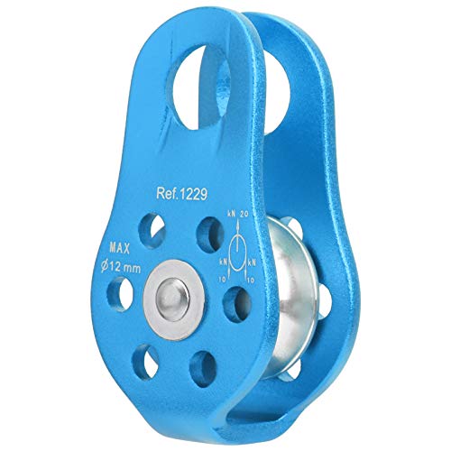 20KN Outdoor Climbing Pulley, Aluminum Side Swing Pulley, Climbing Pulley for Climbing Aloft Work Rappelling Rescue - size: Blue