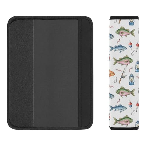 2 Pack Universal Fit Seat Belt Cover for Child, Stroller Pushchair High Chair, Fish Ocean Animal Art Automotive Seat Belt Protector, Pressure Relief - color: Pattern 890