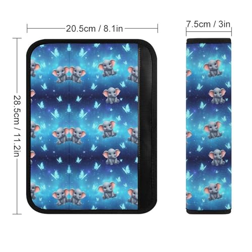 Universal Fit Seat Belt Shoulder Pad for Adult Use, Most Cars, 2 Pack Cute Butterfly Elephant Harness Pads Strap Pressure Relief - color: Pattern 686