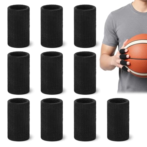 10 PCS Finger Sleeves Black Finger Compression Sleeve Protectors, Elastic Fingers Covers for Sports, Arthritis Fingers Sleeve for Pain Relief and Joint Support
