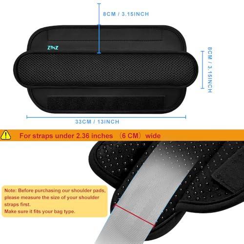 Ultra Thick & Breathable Universal Shoulder Pad Cushion for Bag - Long & Comfort - color: Black