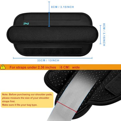 Ultra Thick & Breathable Universal Shoulder Pad Cushion for Bag - Long & Comfort - color: Black