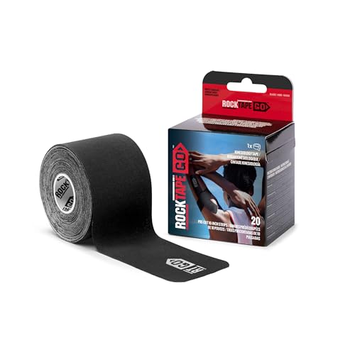 RockTape Go Gentle Adhesive Pre-Cut Kinesiology Tape (Black) - color: Black, style: GENTLE