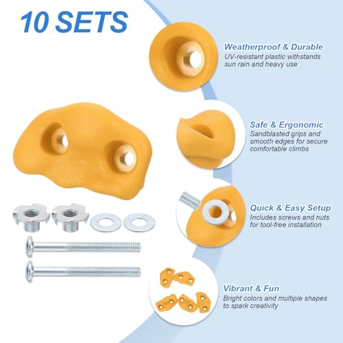 PATIKIL Climbing Rock Wall Grips Play Set Climber Attachments with Double Hole - color: Orange Red, size: C-Small
