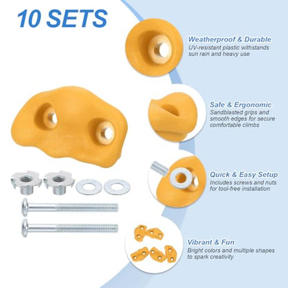 PATIKIL Climbing Rock Wall Grips Play Set Climber Attachments with Double Hole - color: Orange Red, size: C-Small