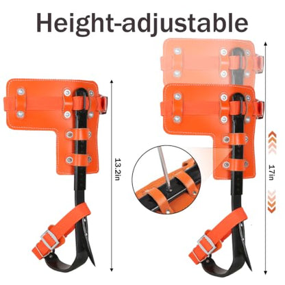 Tree Climbing Spikes Set,Tree Climbing Gear, 1 Pair Alloy Steel Climbing Spurs,350lbs Load Capacity, Arborist Equipment for Climbers, Fruit Picking and Lumberjack - color: Orange Climbing Spikes Set C