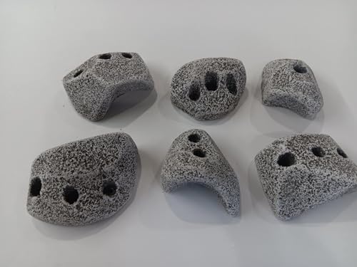 Rock Climbing Holds, Textured Gray Granite Style, 5-6 inch Width, Multiple Bolt Holes