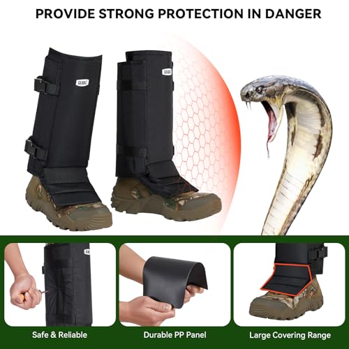 Snake Gaiters Chaps, Durable Lower Legs Anti-Snake Bite Guards - color: Black