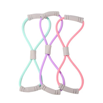 ANIS·KEAAR 3 Colors Figure 8 Resistance Band - Elastic Fitness Rope for Arm, Back, Shoulder & Full-Body Workouts and Foot, Leg, Hand Stretcher for Yoga, Pilates, Physical Therapy & Home Gym Exercise.