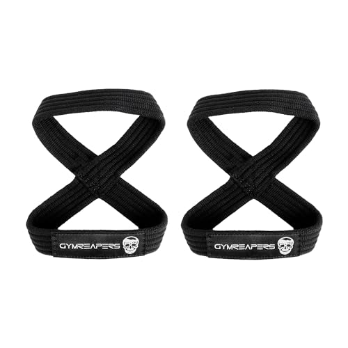 Gymreapers Figure 8 Lifting Straps For Deadlift, Powerlifting, Strongman, & Cross Training Strong Weightlifting Wrist Straps For Men, Women - color: Black, size: Medium