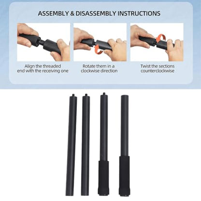 Yoga Stick, Adjustable 60 Inch Stretching Stick with Steel Foam Handle for Flexibility Training, Core Strengthening, Back and Shoulder Muscle Recovery, Portable Gym Equipment
