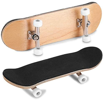 HURRISE Mini Finger Skateboard, Wooden Fingerboard with Ball Bearings, Light Brown, Sport Training Props, 1 Pack - color: White