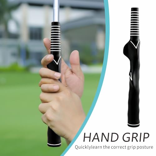 Golf Grip Trainer Right Hand, 2 Pack Golf Training Grip | 10.2in Rubber Grip Trainer for Beginners, Kids Women to Practice Proper Hand Position at Home or Golf Range