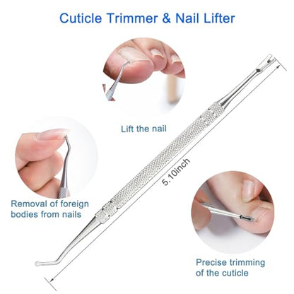 Premium Stainless Steel Manicure Tools 2-Piece Set, Upgrade Gel Nail Polish Remove Tool & Cuticle Pusher, Cuticle Trimmer & Nail Lifter, Durable&Hygienic, For Women - size: Ring Pusher