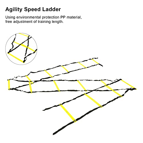 Agility Speed Training Equipment, Fixed Footwork Trainer for Soccer, Football, Fitness and Athletic Drills, 7 Meter, 14 Rung - color: Yellow