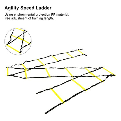 Agility Speed Training Equipment, Fixed Footwork Trainer for Soccer, Football, Fitness and Athletic Drills, 7 Meter, 14 Rung - color: Yellow