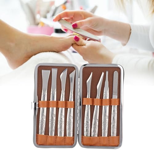 8Pcs Ingrown Toenail Removal Kit, Stainless Steel Pedicure Kit, Pedicure Knife Dead Skin Removal, Ingrown Toenail Treatment Tool Set with A PU Leather Box