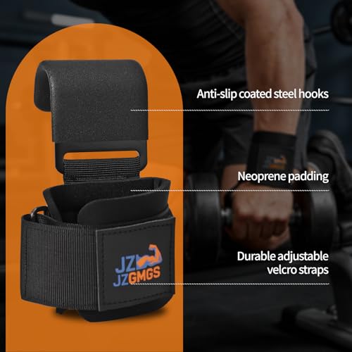 Weight Lifting Hooks (Pair), Heavy Duty Wrist Straps for Weightlifting, Hand Grip Support Lifting Hooks for Weight Lifting, Deadlifts, Pull Ups, Rows & Shrugs - color: Black