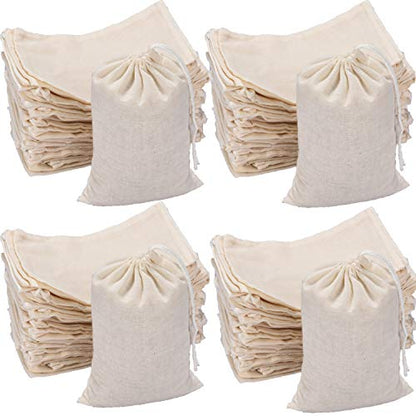 Tatuo 400 Pcs Cotton Muslin Bags with Drawstring Reusable Cloth Sachet Pouch Empty Gift Canvas Bags Bulk for Jewelry Home Party Favors (4 x 6 Inch) - size: 1 count (Pack of 400)