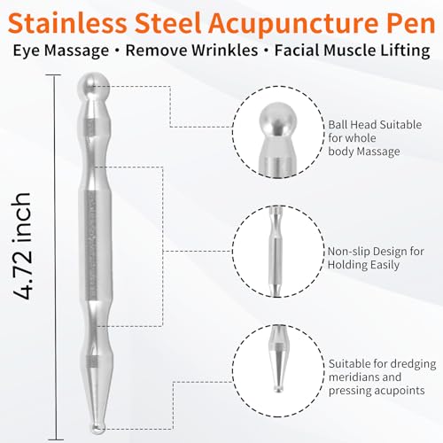 Stainless Steel Gua Sha & Acupuncture Pen, Trigger Point Massager Tool | suits daily home facial care, supports scraping and acupoint massage to ease facial tightness for women and mothers - color: 2pcs