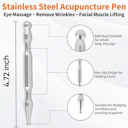 Stainless Steel Gua Sha & Acupuncture Pen, Trigger Point Massager Tool | suits daily home facial care, supports scraping and acupoint massage to ease facial tightness for women and mothers - color: 2pcs