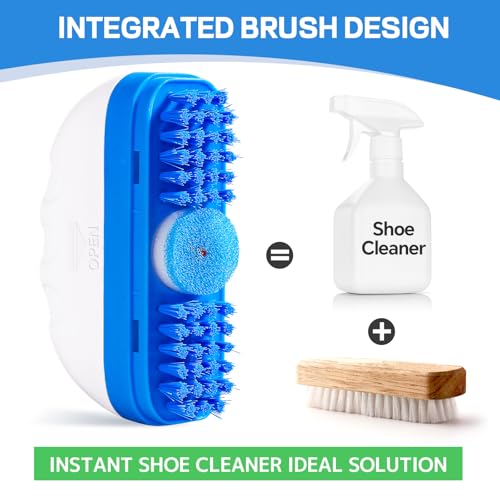 Shoe Cleaner, 2-in-1 White Shoe Cleaner with Brush, Water-free Foam Sneaker Cleaner Kit for Tennis, Leather, Canvas, Golf, PU, Sole