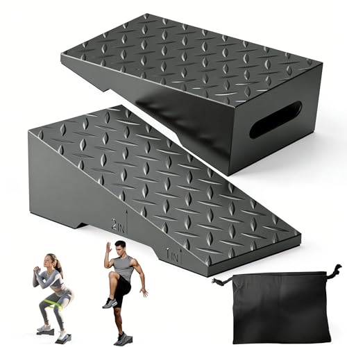 Steel Squat Wedge, 2 Pcs 800 lbs Max Capacity Block for Deeper Squat | 16° Ergonomic Heel Elevation; Non-Slip Feet; Anti-Slip Textured Top; Easy to Carry; Weightlifting; Foot Stretches; Home Gym