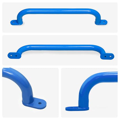 17 Inch Blue Playground Handles Indoor Kids Monkey Bars Ladders 2Pcs | Heavy Duty Solid Metal, Vibrant Color Smooth Glossy Powder Coating, Comfy Secure Grips for Playset Swing Set Climbing Frame - color: Blue - 2 Pack