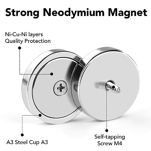 LOVIMAG Strong Neodymium Rare Earth Magnets, 150LBS-6 Pack | Heavy Duty Cup Magnet with Countersunk and Screws for Tool Room, Kitchen Doors, Wall Mounting, Office - size: 150lbs