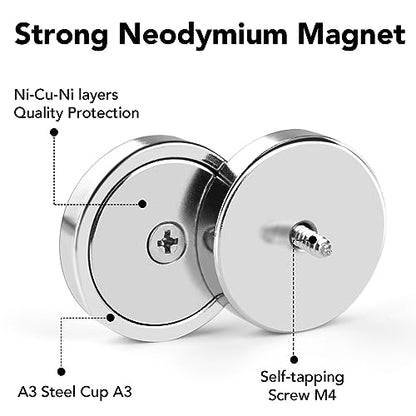 LOVIMAG Strong Neodymium Rare Earth Magnets, 150LBS-6 Pack | Heavy Duty Cup Magnet with Countersunk and Screws for Tool Room, Kitchen Doors, Wall Mounting, Office - size: 150lbs