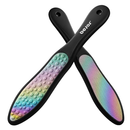 BEZOX Foot File Callus Remover(1 PCS), Double Sided Callus File Scraper, Foot Scrubber for Cracked Heel and Foot Corn Removal, Stainless Steel Pedicure File - Rainbow - style: Rainbow