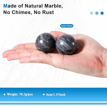 Learay 2Pcs Baoding Balls, Boading Balls for Hand Therapy, Gray, 1.57 inch | Chinese Health Exercise Massage Balls with Carry Pouch for Stress Relief Meditation Ball - color: Gray/1.57 Inch