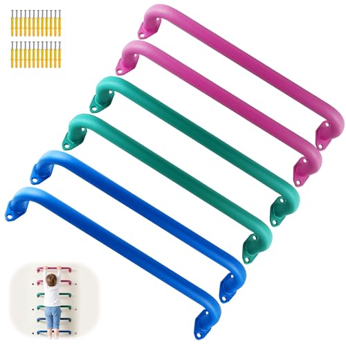 3 Colors 17 inch Metal Playground Handles, 6 Pack Monkey Bars Indoor Heavy Duty Ceiling Grab Bars for Indoor Outdoor Playgrounds Climbing Frames - size: 17Inch-6Pack