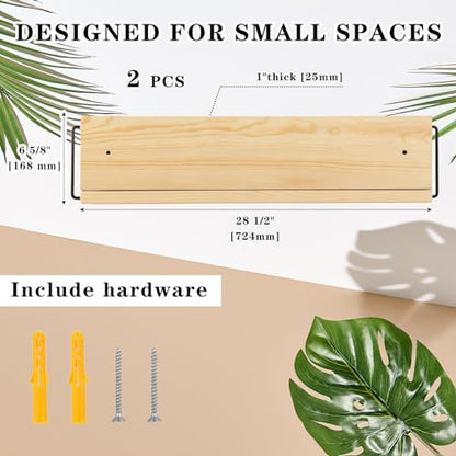Mifoci 2 Pcs Wall Mounted Shoe Rack Organizer Wooden Modern Compact Wall Space Saving Shoe Holder Storage for Sneaker Footwear Slipper Boots Entryway Narrow Spaces Hallway(28.35'' Long) - size: 28.35'' Long