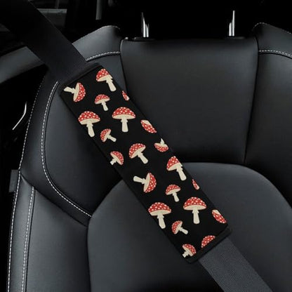 2 Pack Cute Cartoon Mushroom Seat Belt Shoulder Pad Universal Fit Harness Pads Strap for Kids, Car Seats Pushchair Strollers High Chair Pushchair, Shock Absorption - color: Pattern 6
