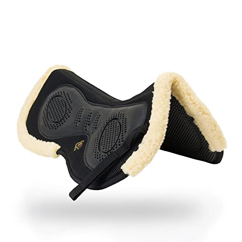 Kavallerie 3D Air-Mesh Half Pad, Impact Protection & Therapeutic Gel Padding English Saddle for Maximum Support and Stability, Best for Horses Under Saddle, Dressage, Jumping & Training - color: Black, style: 3d Air-mesh Fleece