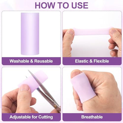 Pndeyo 6pcs Gel Finger Sleeves, Elastic Tube Silicone Finger Support Sleeve, Soft Hand Cushions Protector for Reliefing Hands Cracking Trigger Pain- Purple - color: Purple