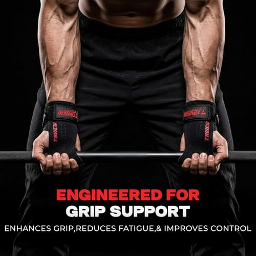 Wrist Straps for Weightlifting With D Ring,Double Layer Leather Wrist Strap For Deadlift And Powerlifting, Adjustable Neoprene Padded Gym Workout Lifting Hooks