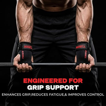 Wrist Straps for Weightlifting With D Ring,Double Layer Leather Wrist Strap For Deadlift And Powerlifting, Adjustable Neoprene Padded Gym Workout Lifting Hooks