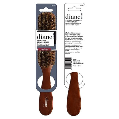 Diane Premium 100% Boar Bristle Styling Brush for Men and Barbers – Medium Bristles for Thick Coarse Hair – Use for Detangling, Smoothing, Wave Styles, Soft on Scalp, Restore Shine and Texture - style: 5 Row Styling