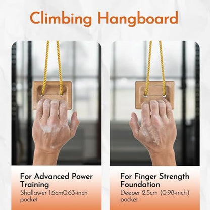 Climbing Hangboard 1 Pair Wooden Pull up Equipment | Fingerboard Climbing for Climbers Tree Hand Playground Enhances Grip Strength Indoor Outdoor Doorway