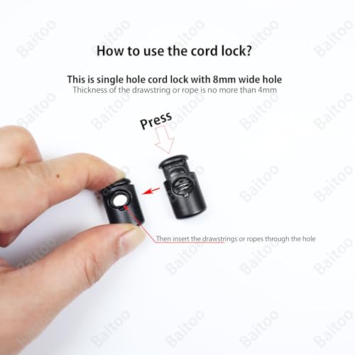 Toggles for Drawstrings,Double and Single Hole Spring Cord Locks Toggles Cord Plastic Ends Stopper for Paracord Rope - style: A2: Single Hole-8mm-14pcs