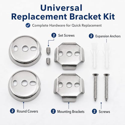 1Set Towel Bar Replacement Parts Mounting Bracket Universal | Bathroom Hardware Silver Suspension Fastening Screw Towel Bar Mounting Hardware for Common Fixtures like Robe Hooks, etc.